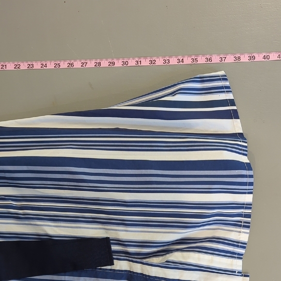 Poetry Dress A-Line Sleeveless 100% Cotton Blue Stripe Tie Belt size 10 - Picture 10 of 10